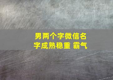 男两个字微信名字成熟稳重 霸气